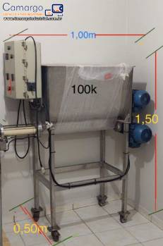 Misturador de ps horizontal com envasadora dosadora em ao inox 150 litros