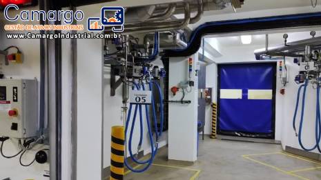 Sistema de esterilização de containers com válvulas automáticas em inox Spirax Sarco