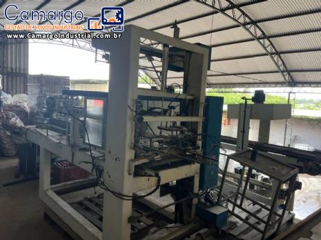 Enfardadeira embaladora automática com túnel de encolhimento para garrafas e frascos em fardos Enfardadeira embaladora automática com túnel de encolhimento para garrafas e frascos em fardos
